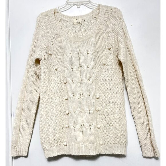 Pins & Needles Womens Ivory Cable Knit Sweater Size M - Picture 1 of 8